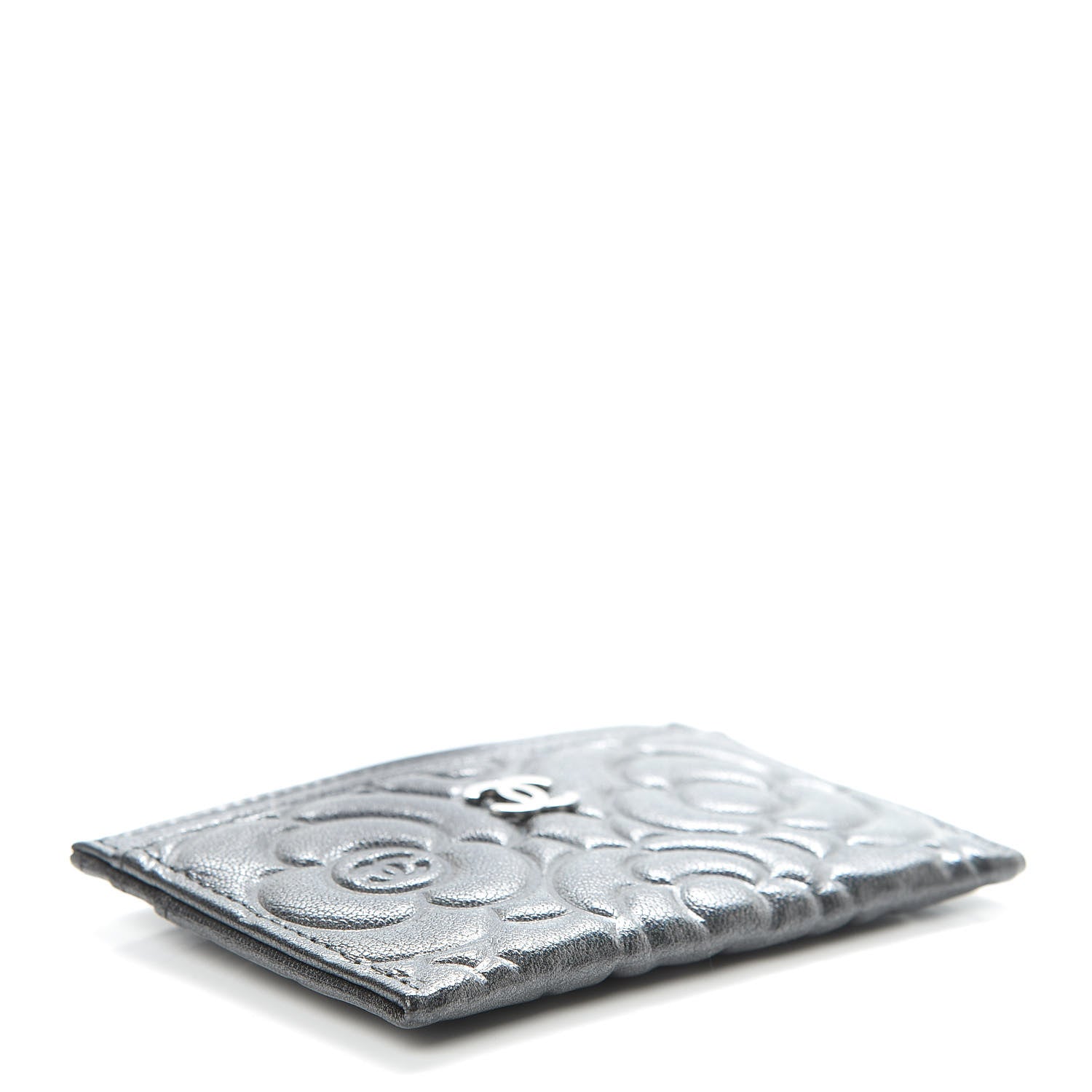 Chanel Goatskin Camellia Embossed Card Holder Anthracite 4 of 9