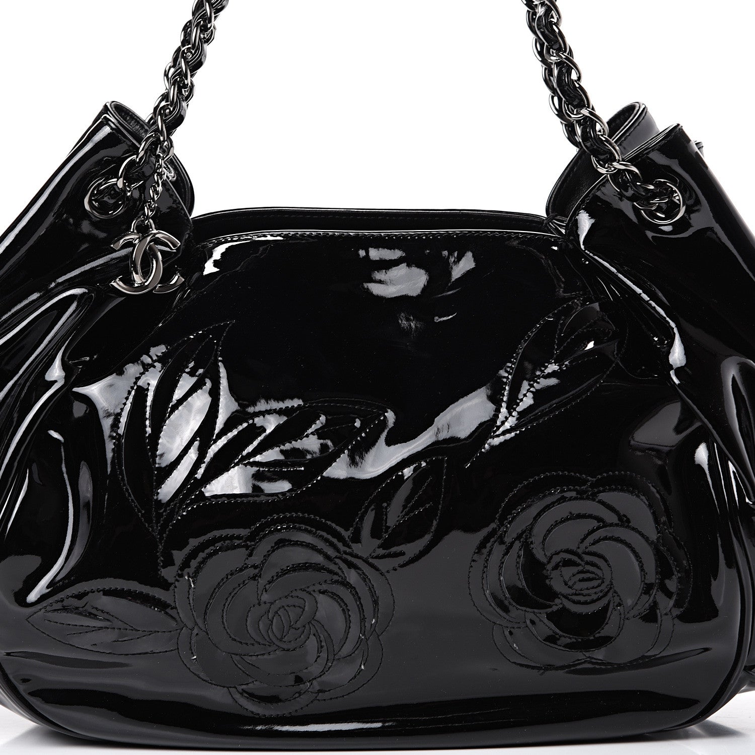 Chanel Patent Camellia Shoulder Bag Black 7 of 14