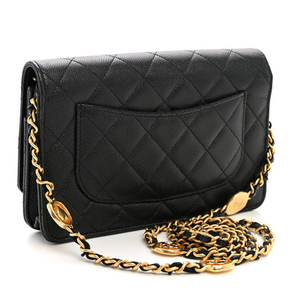 Chanel Caviar Quilted Coco Stamps Wallet On Chain WOC Black 3 of 10