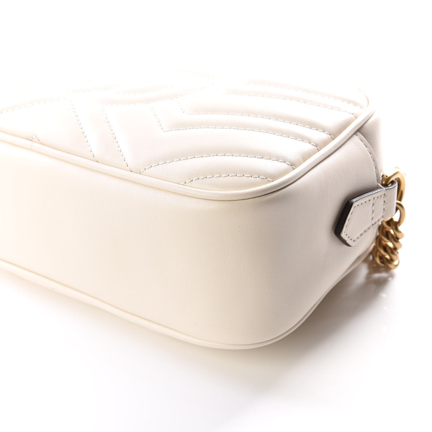 Calfskin Matelasse Small GG Marmont Chain Shoulder Bag White