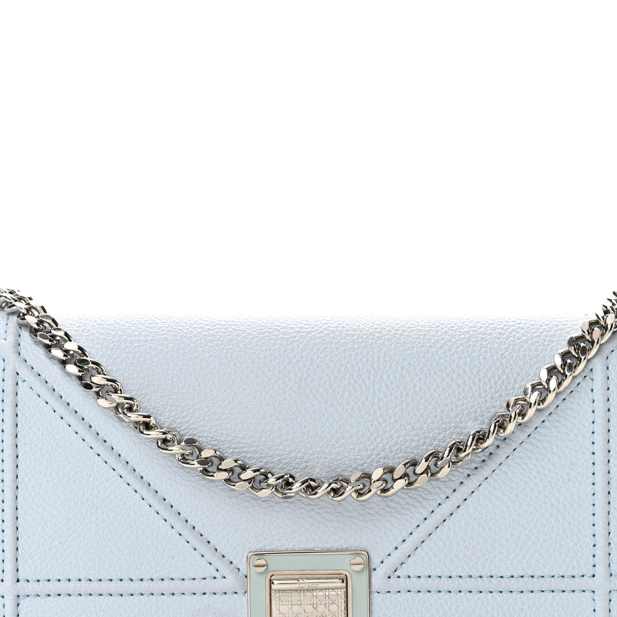 Grained Calfskin Diorama Croisiere Chain Wallet Light Blue