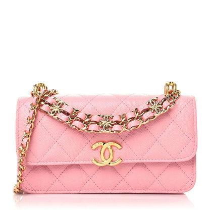 Chanel Caviar Quilted Flap Phone Holder With Chain Light Pink 1 of 10