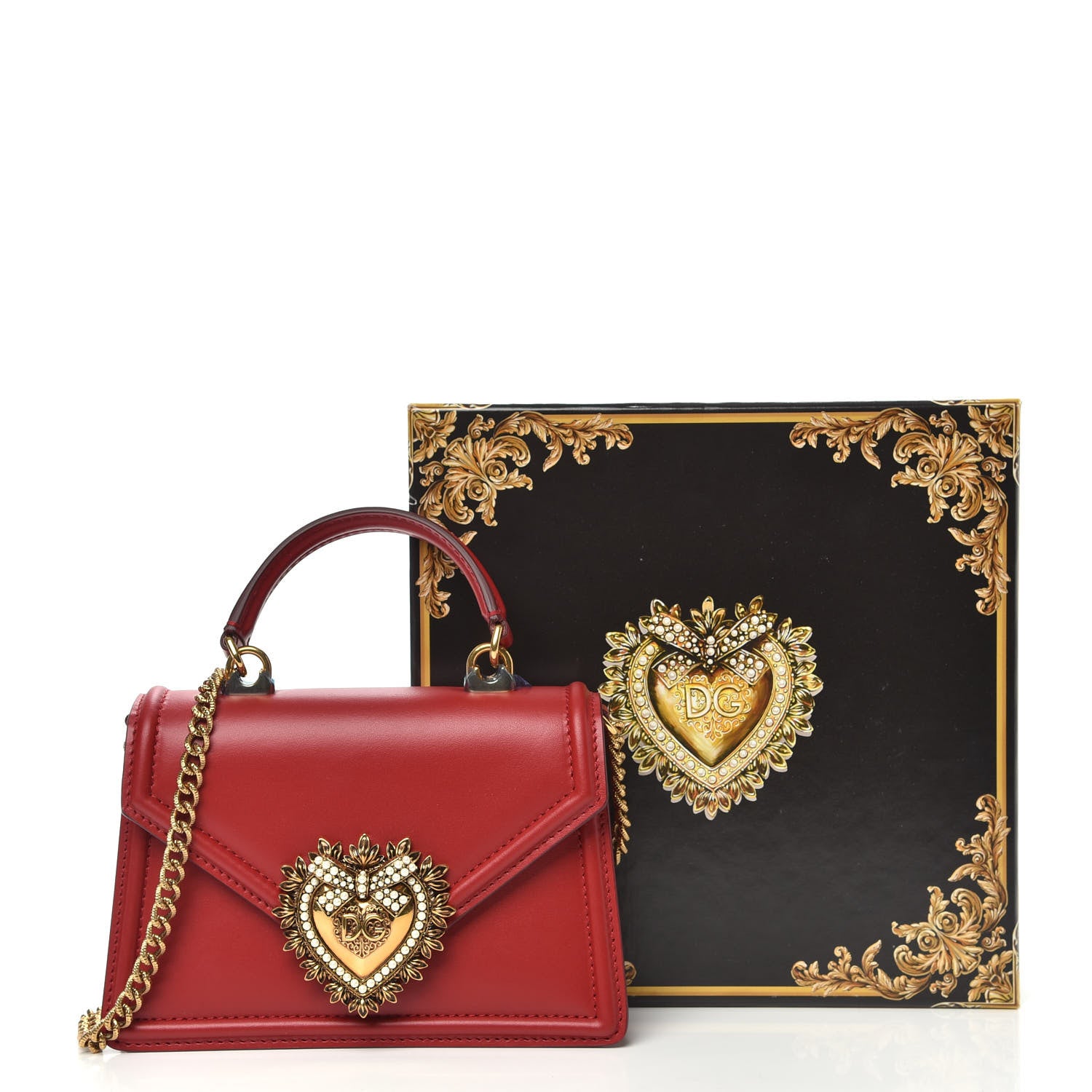 Dolce & Gabbana Smooth Calfskin Small Devotion Envelope Top Handle Bag Red 11 of 11