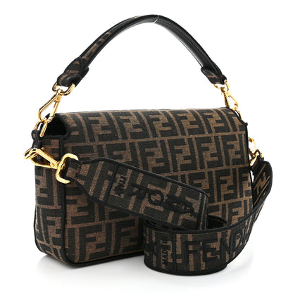 Fendi Fabric Jacquard FF 1974 Medium Baguette Tobacco Moro Black 2 of 10