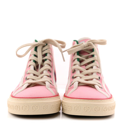 Gucci Canvas Web Womens 1977 Tennis High Top Sneakers 36 Wild Rose Mystic White 3 of 10
