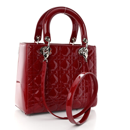 Christian Dior Patent Cannage Medium Lady Dior Burgundy Red 3 of 9