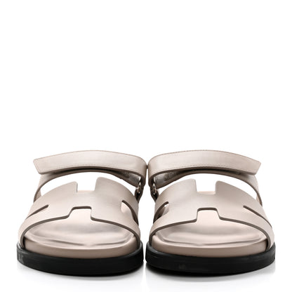Hermes Calfskin Womens Chypre Sandals 38.5 Beige Mastic 2 of 9