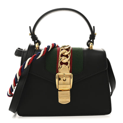 Gucci Calfskin Mini Sylvie Top Handle Bag Black 1 of 11