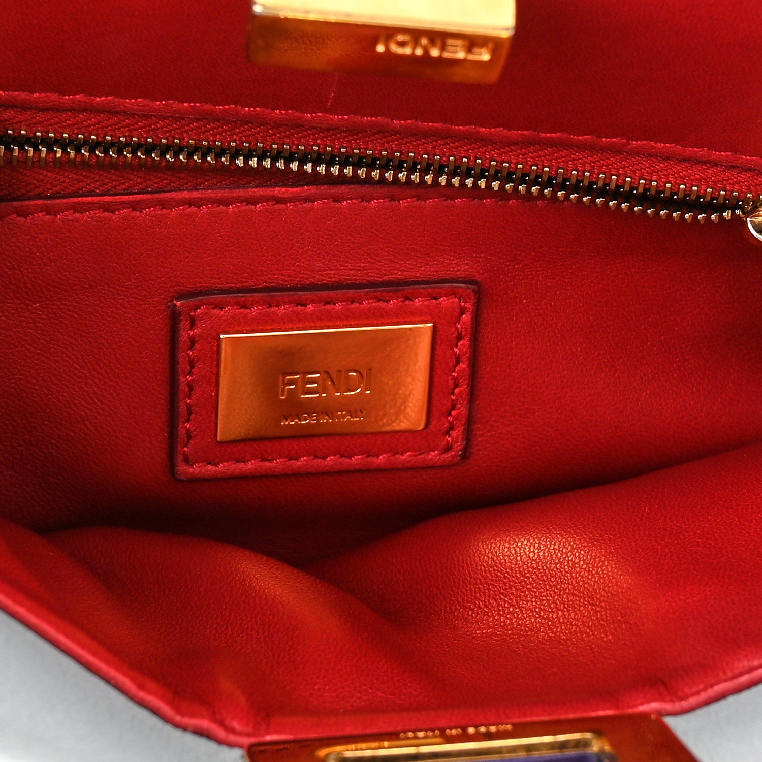 Fendi Nappa Colorblock Mini Peekaboo Iconic Satchel Polvere Purple Rain Ruby 7 of 13