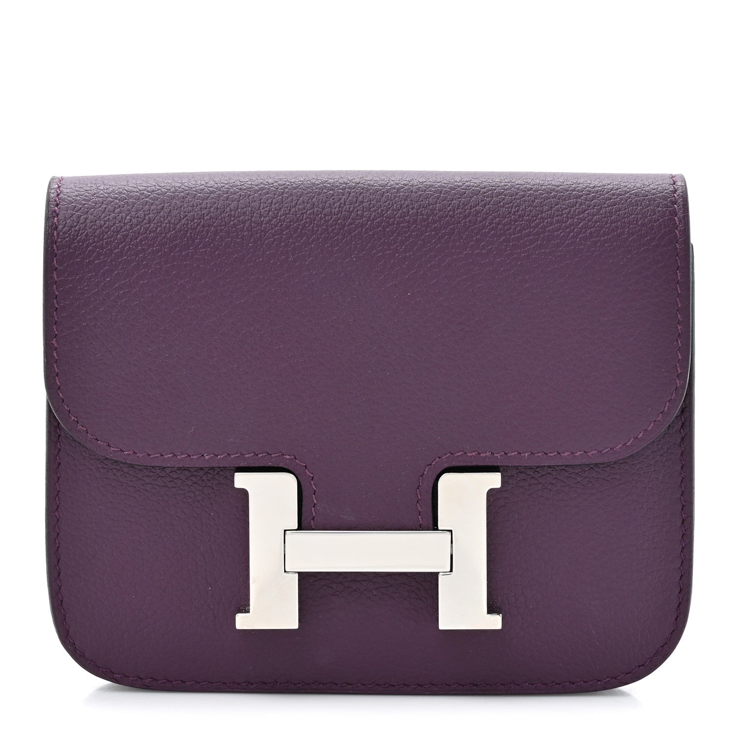 Hermes Evercolor Bi-Color Constance Slim Wallet Cassis Bleu Royale 1 of 9