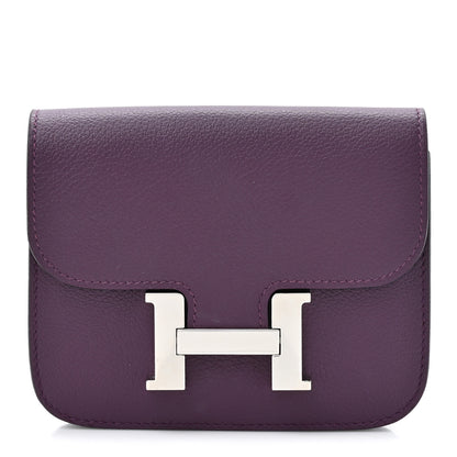 Hermes Evercolor Bi-Color Constance Slim Wallet Cassis Bleu Royale 1 of 9