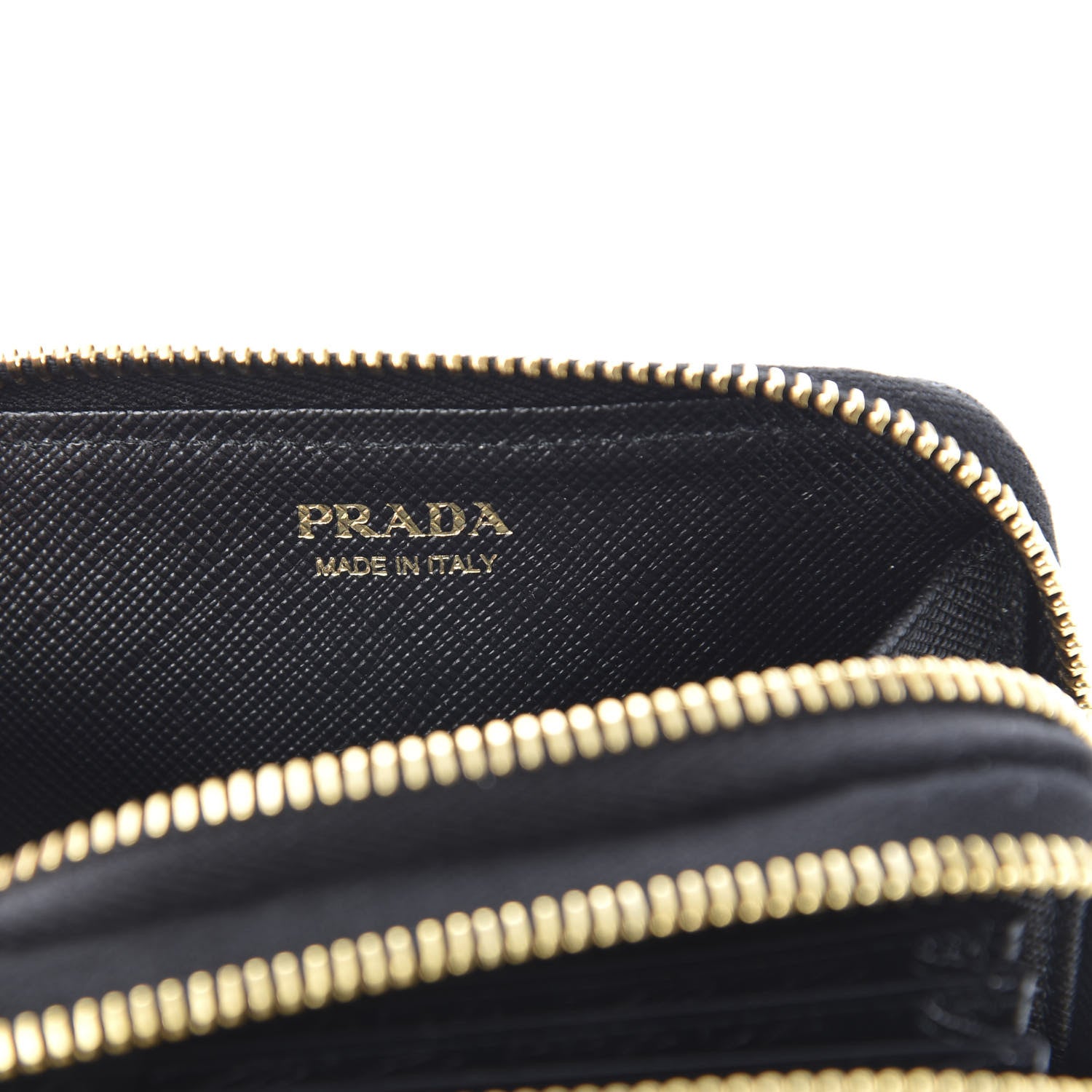Prada Saffiano Metal Double Zip Coin Purse Black 7 of 10