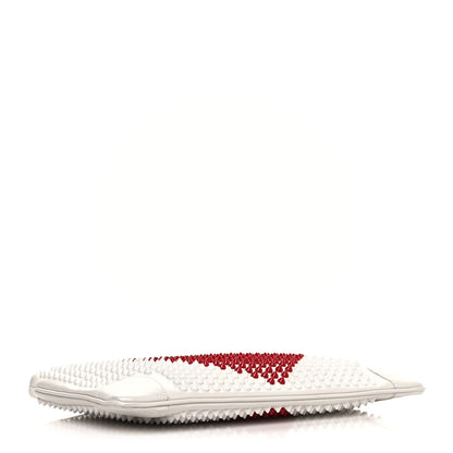 Christian Louboutin Calfskin Panettone Spiked Valentines Clutch Bag White Red 4 of 17