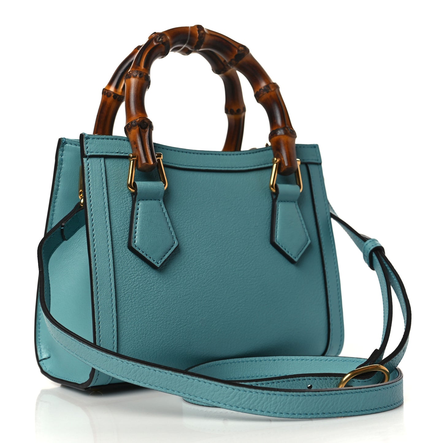 Wonka Grain Calfskin Mini Diana Tote Bag Dusty Azure Orange Fluo