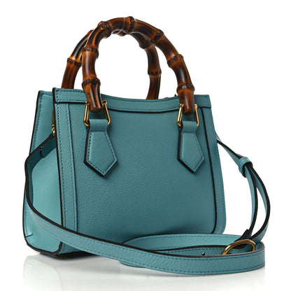 Gucci Wonka Grain Calfskin Mini Diana Tote Bag Dusty Azure Orange Fluo 3 of 9