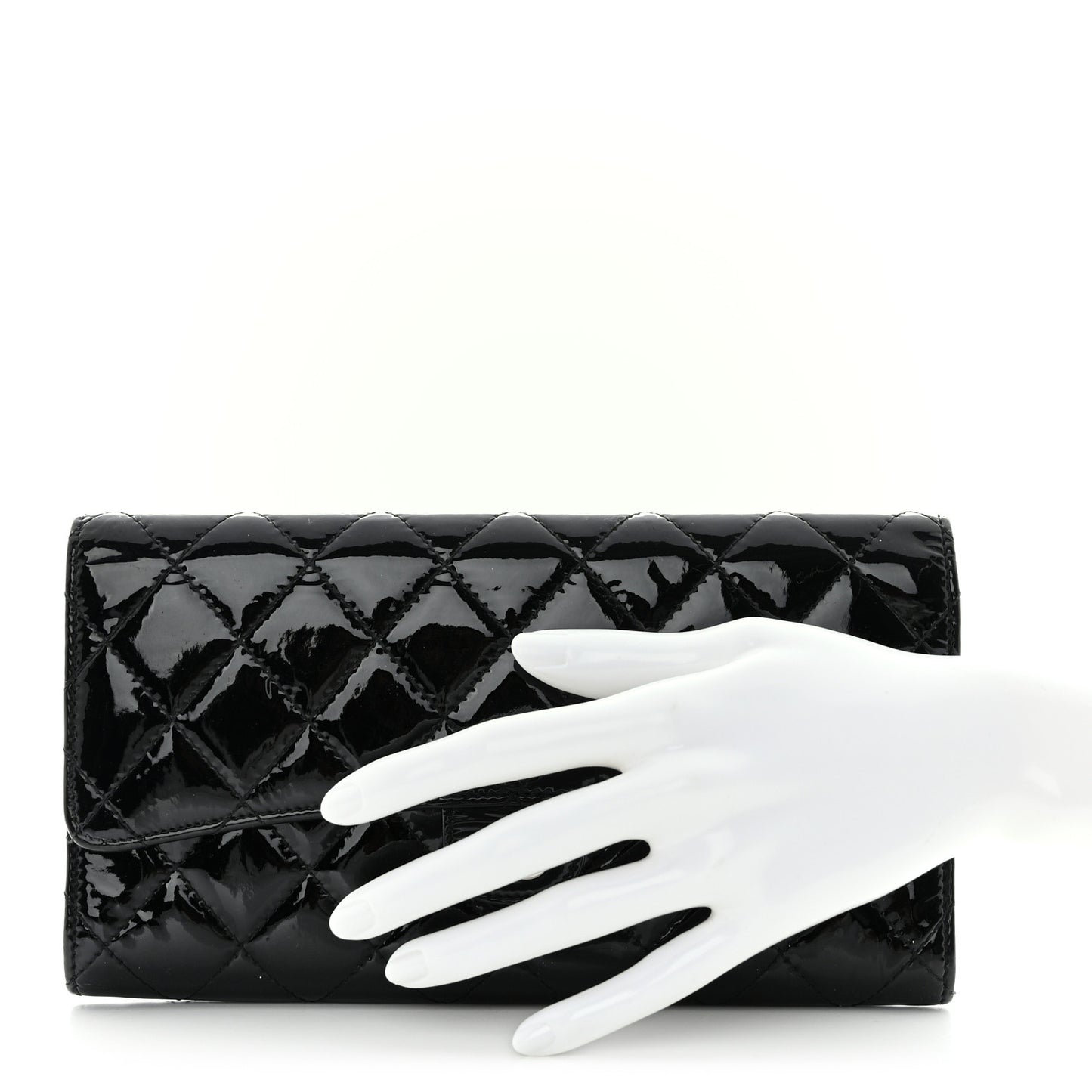 Patent Quilted Travel Wallet Black