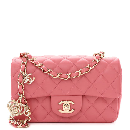 Chanel Lambskin Quilted Valentine Charms Mini Rectangular Flap Pink 1 of 13