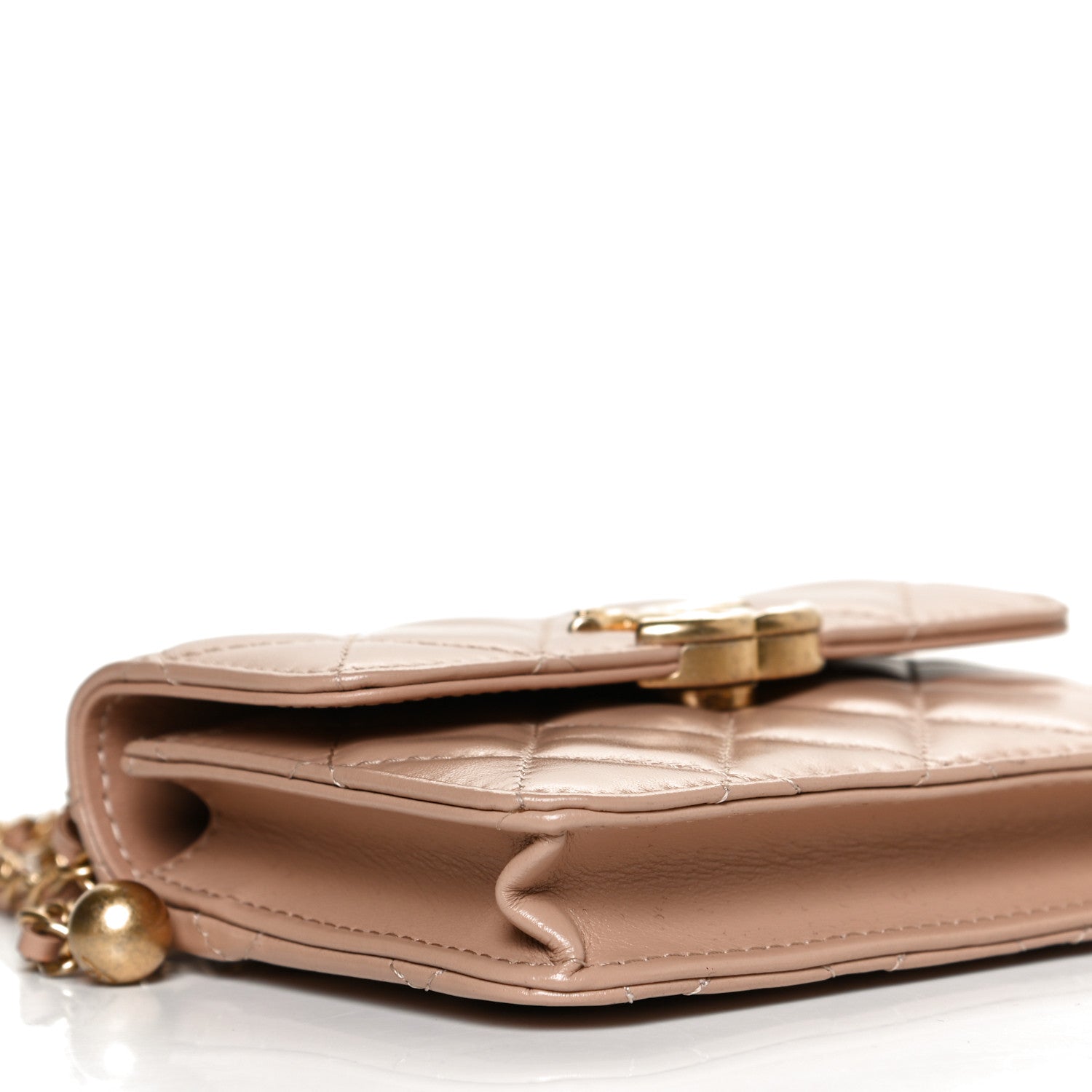 Chanel Calfskin Quilted Perfect Fit Coin Purse With Chain Beige 10 of 12