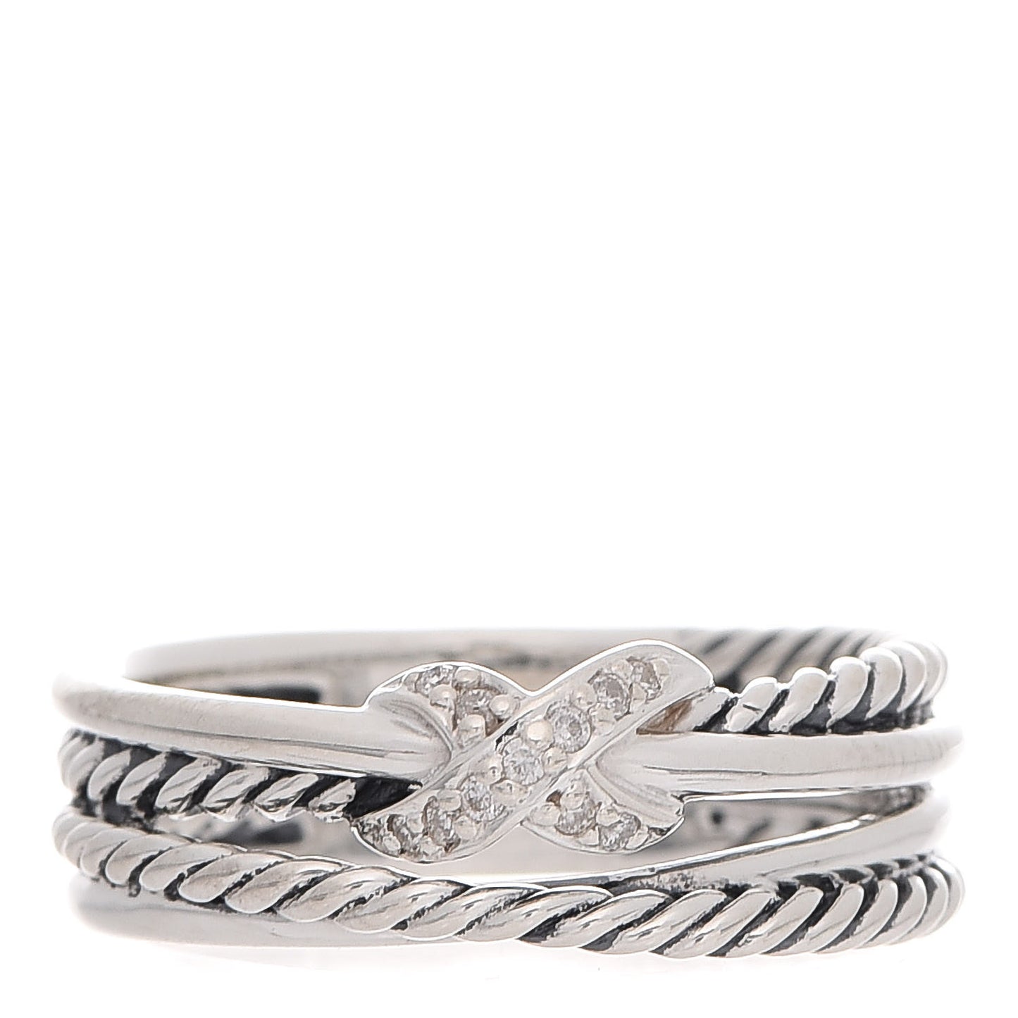 Sterling Silver Diamond X Crossover Ring 50 5.5