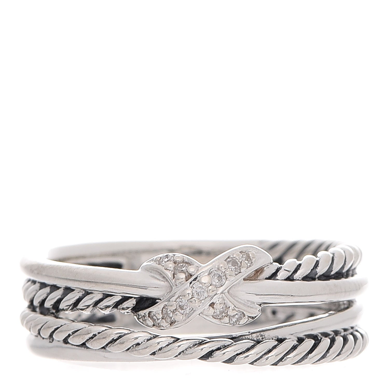 David Yurman Sterling Silver Diamond X Crossover Ring 50 5.5 1 of 6