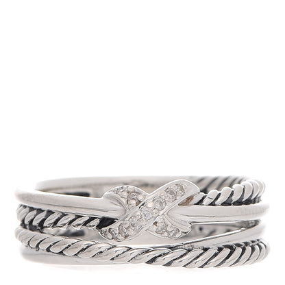 David Yurman Sterling Silver Diamond X Crossover Ring 50 5.5 1 of 6