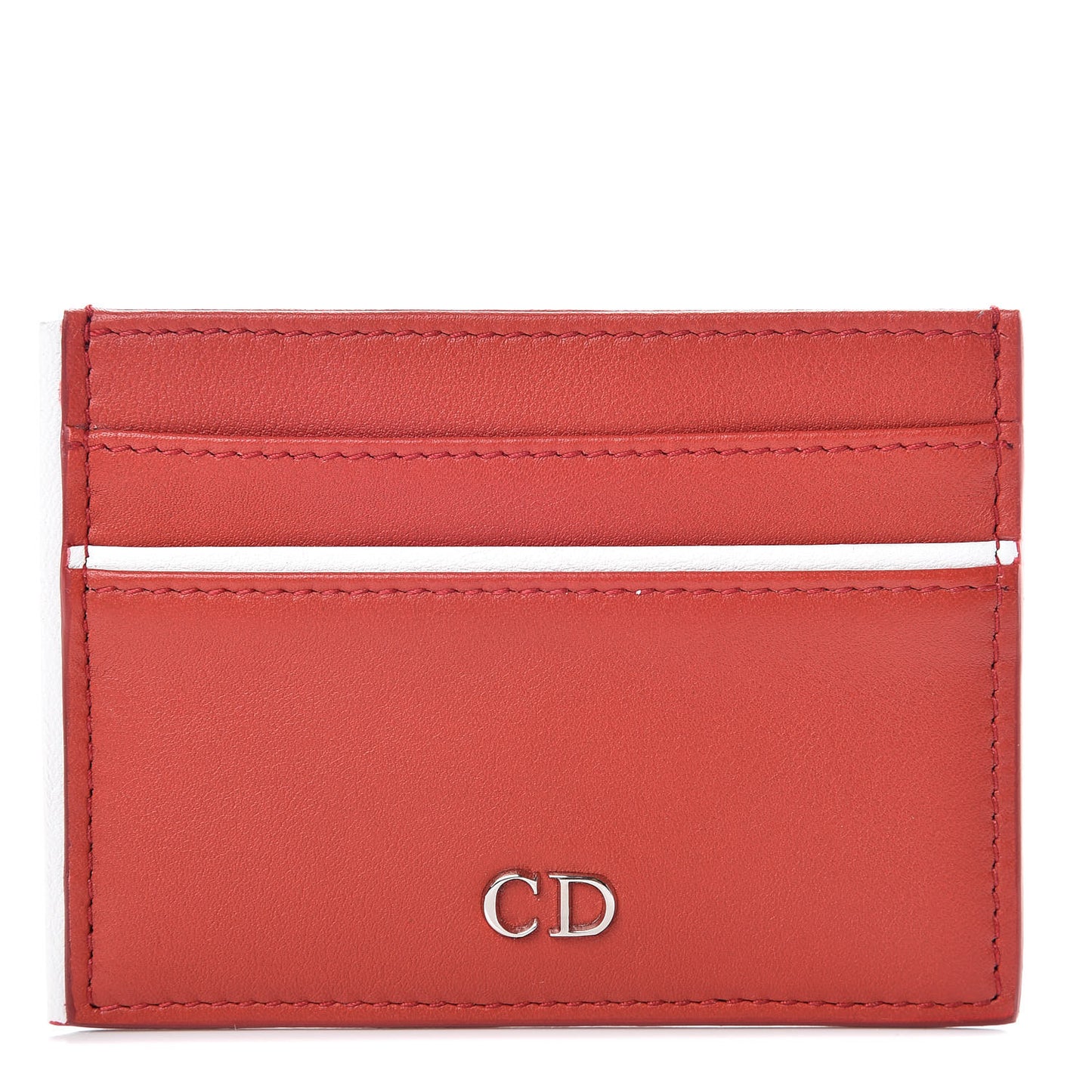 Calfskin Card Holder Rouge Blanc
