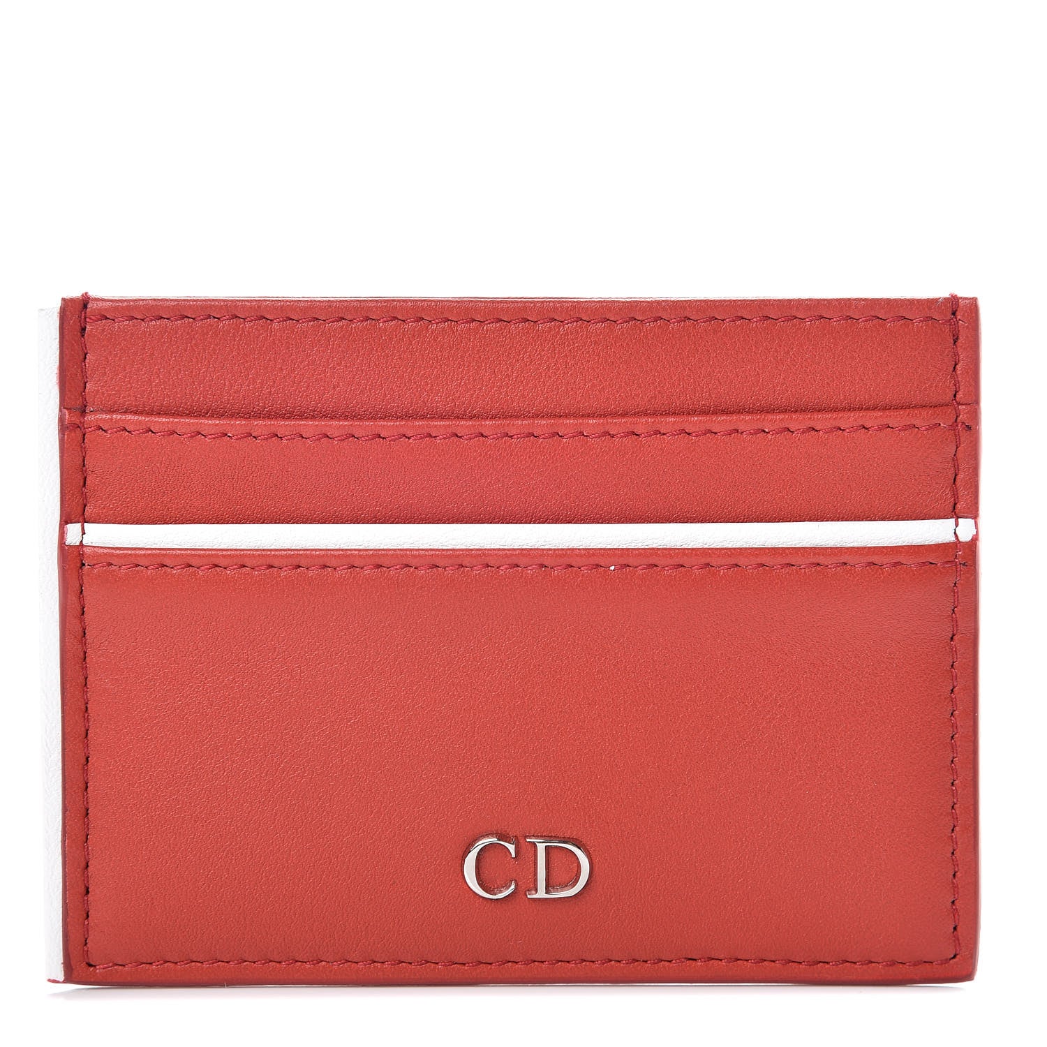 Christian Dior Calfskin Card Holder Rouge Blanc 1 of 9