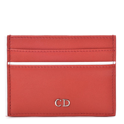 Christian Dior Calfskin Card Holder Rouge Blanc 1 of 9