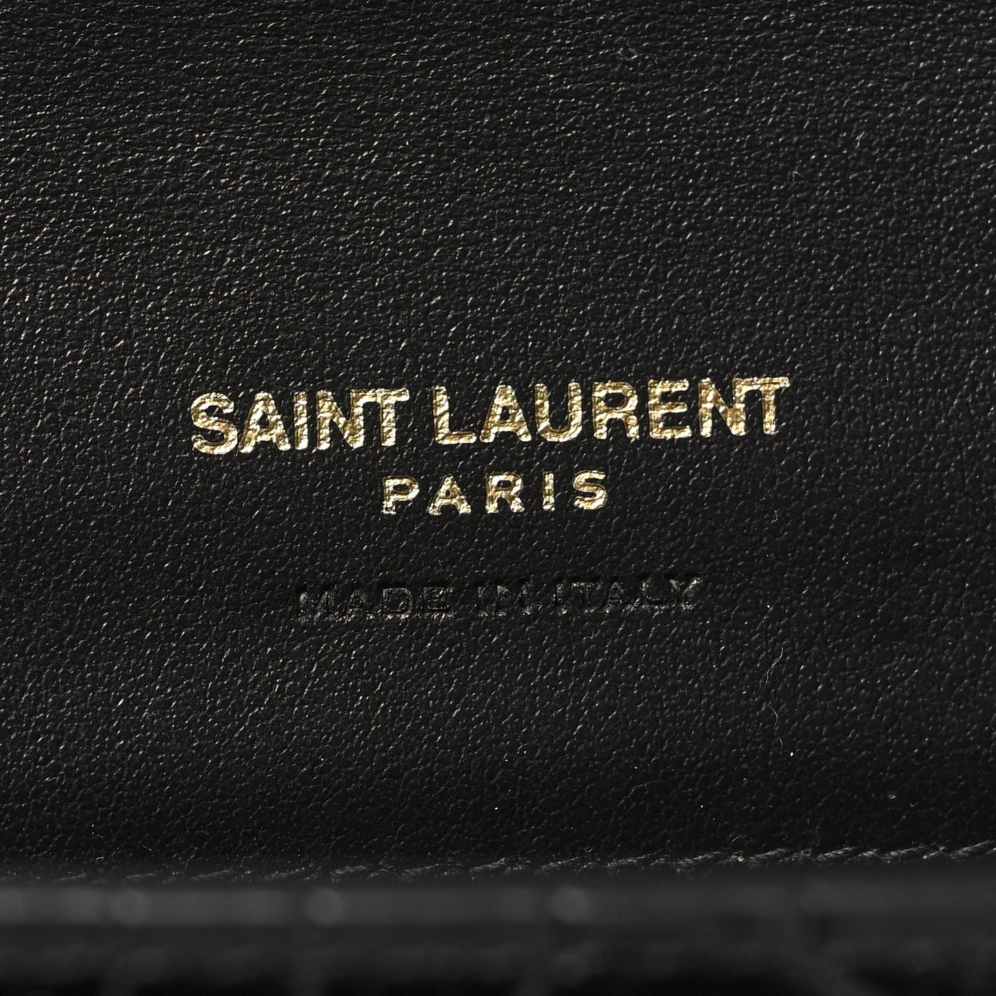 SAINT LAURENT Calfskin Crocodile Embossed Monogram Cassandre Flap Pouch Black