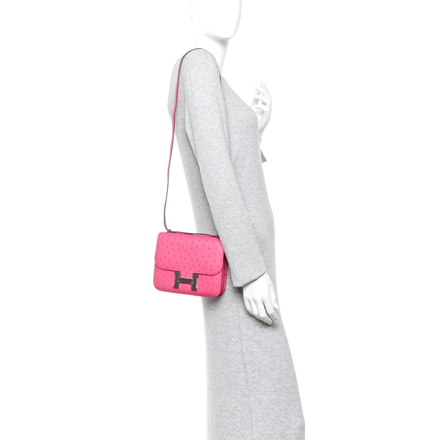 Hermes Ostrich Constance 18 Rose Tyrien 2 of 10