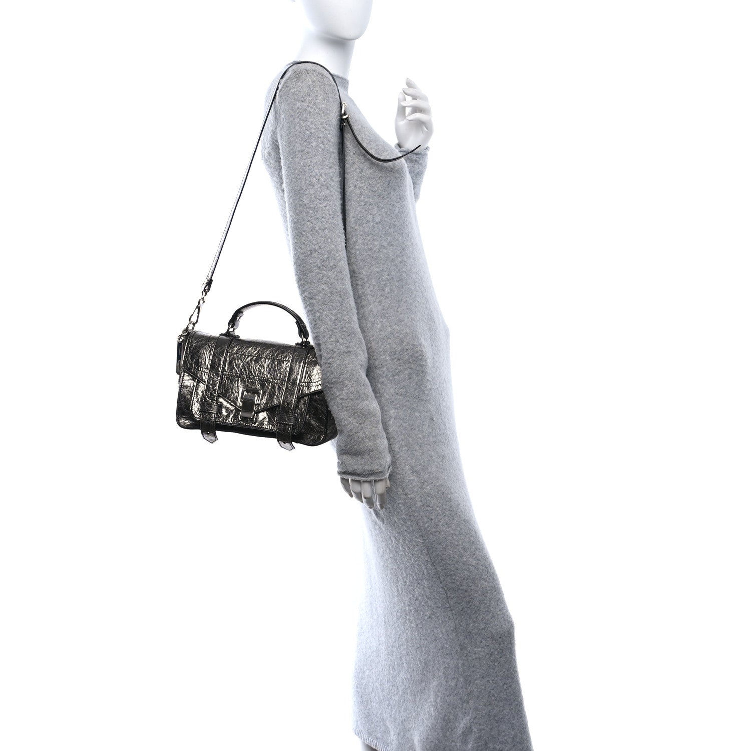 Proenza Schouler Metallic Lambskin Tiny PS1 Satchel Silver 2 of 11