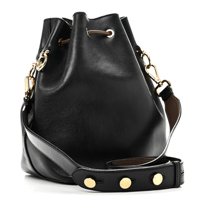Fendi Vitello Century Matte F is Fendi Stamp Patch Bi-Color Grande Mon Tresor Bucket Bag Black Maya Fragola 3 of 10