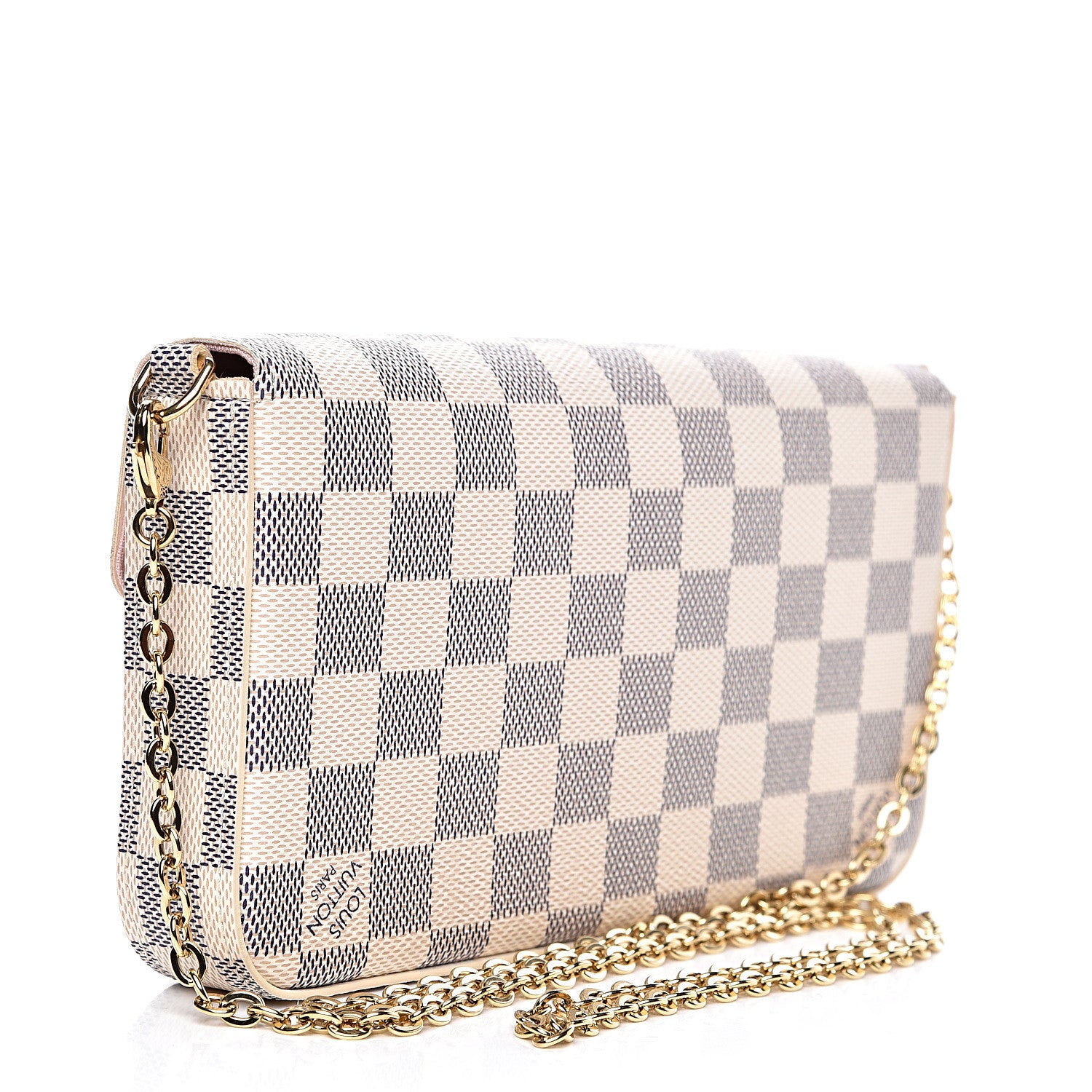 Louis Vuitton Damier Azur Pochette Felicie Chain Wallet Rose Ballerine 3 of 11