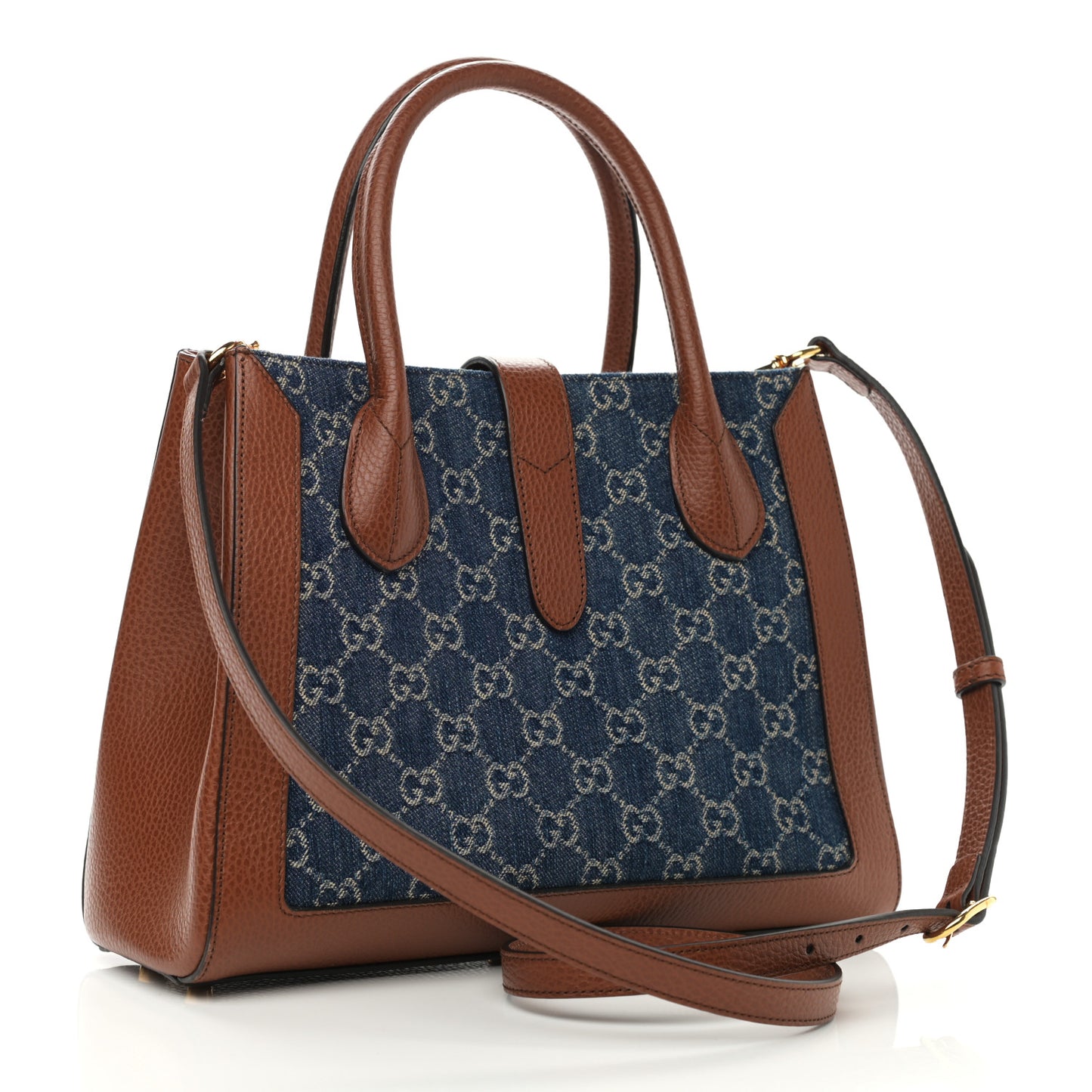 New Denim GG Monogram Dollar Calfskin Medium Jackie 1961 Tote Blue Tea Cuir Epilog