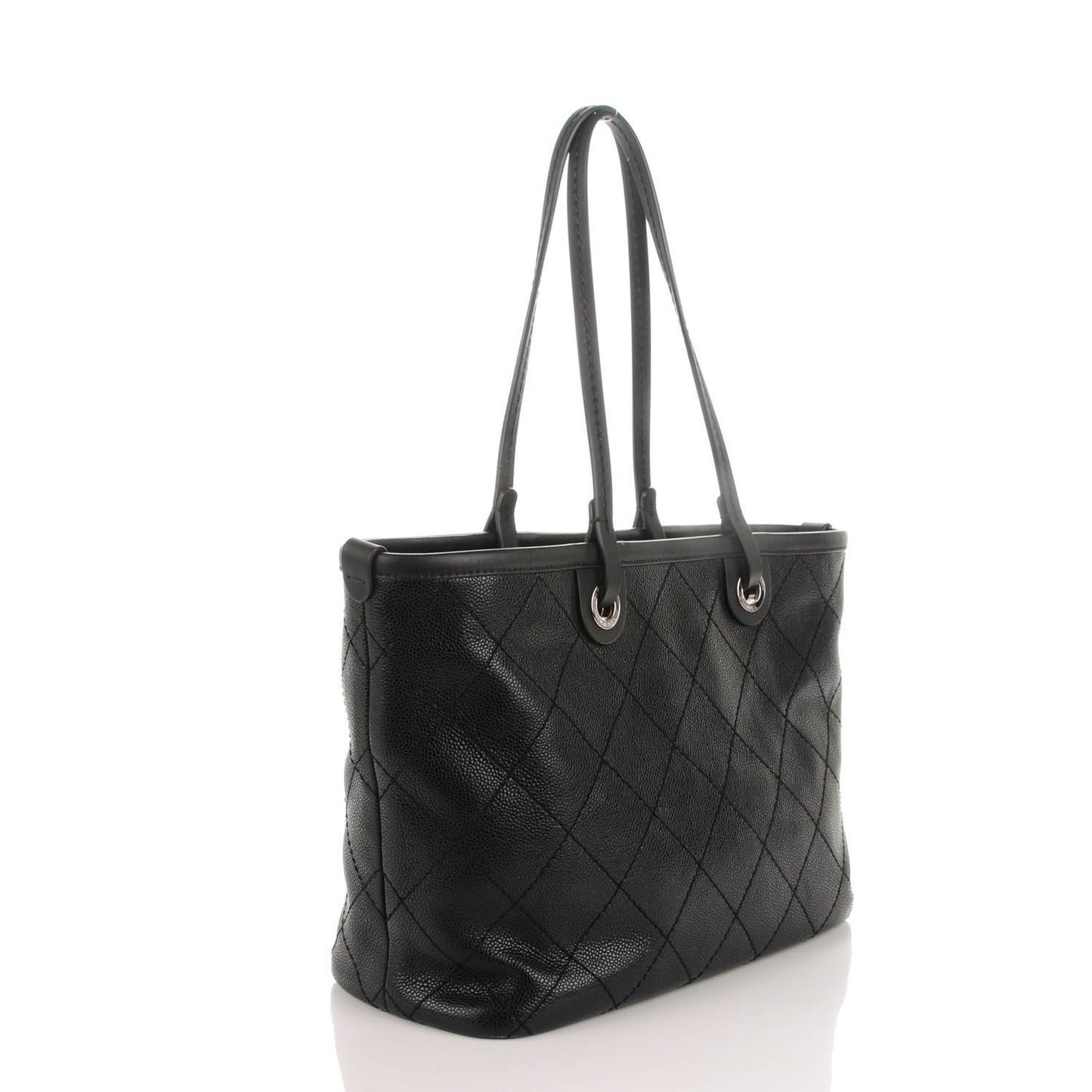 Grained Calfskin Shopping Fever Tote Black