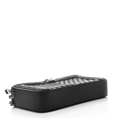 Chanel Calfskin Braided Chevron Quilted Small Boy Clutch With Chain Black 4 of 12