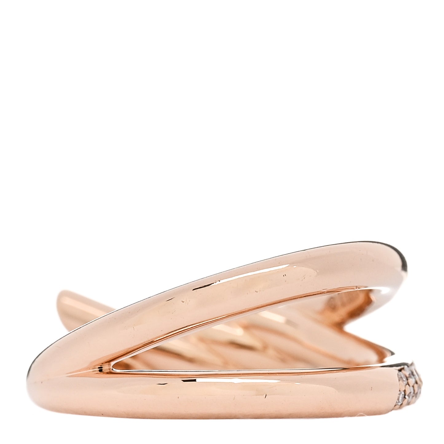 18K Rose Gold Diamond Knot Double Row Ring 50 5.5
