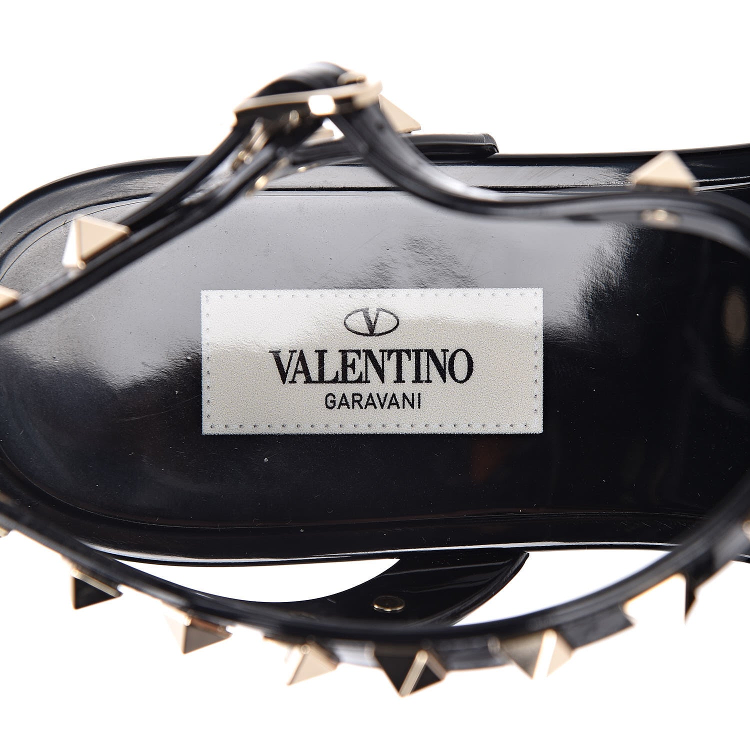 Valentino Garavani PVC Rockstud T-Strap Caged Flat Sandals 38 Black 6 of 8