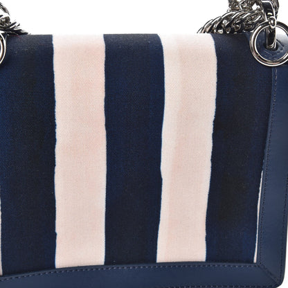 Fendi Canvas Calfskin Striped Small Kan I Shoulder Bag Midnight Blue 10 of 10