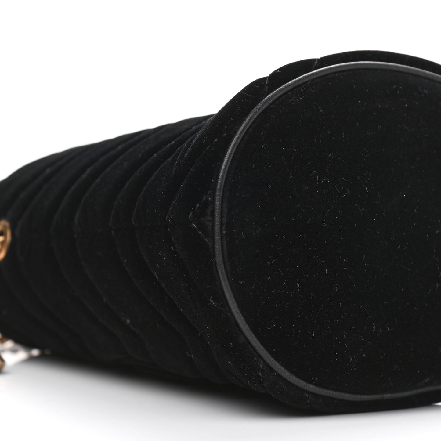 Velvet Matelasse Mini GG Marmont 2.0 Bucket Bag Black