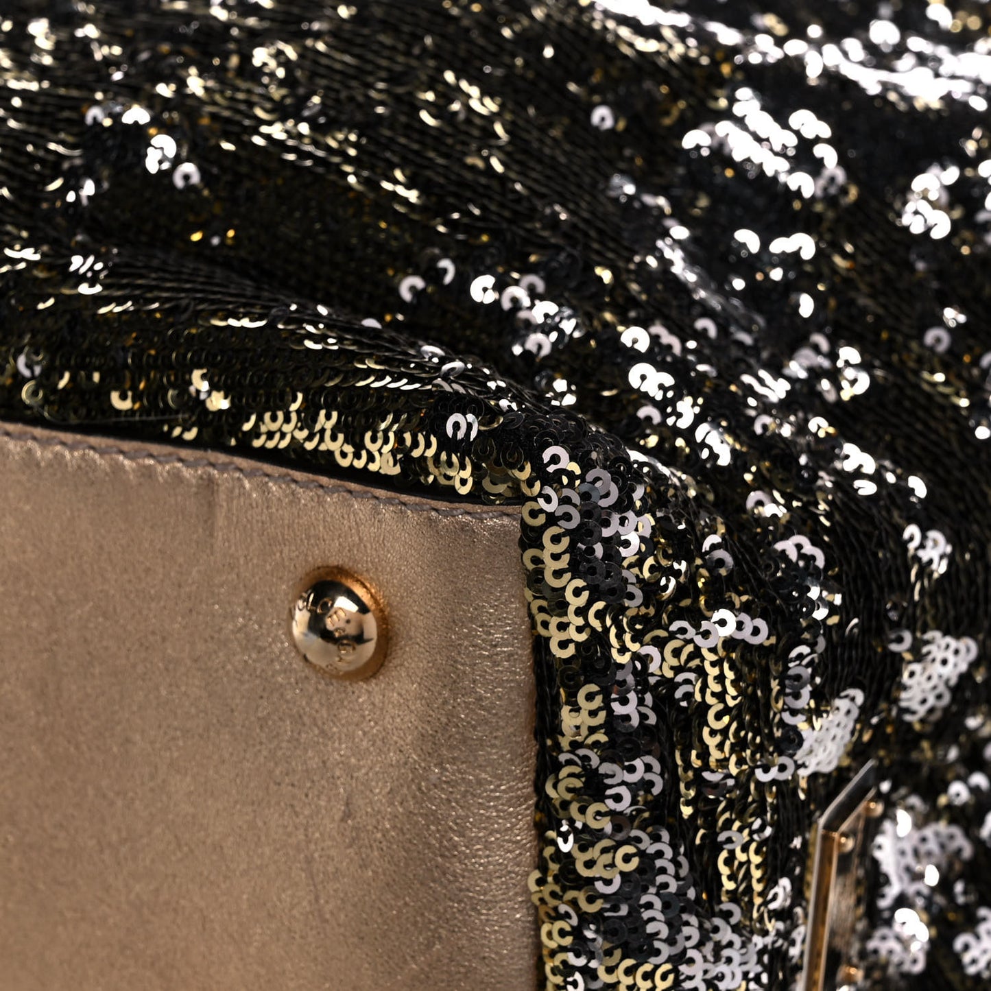Sequin Embellished Drawstring Tote Gold
