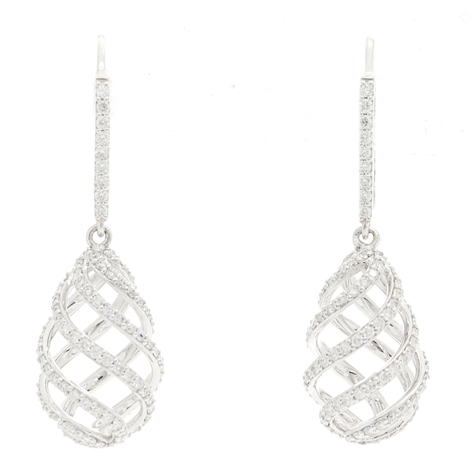Tiffany 18K White Gold Diamond Venezia Luce Drop Earrings 1 of 5