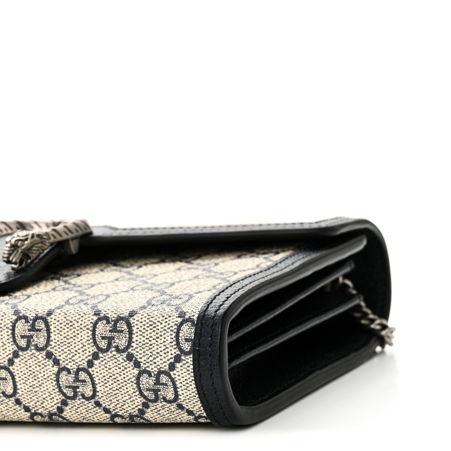 Gucci GG Supreme Monogram Textured Dollar Calfskin Mini Dionysus Chain Wallet Beige Blue 10 of 10