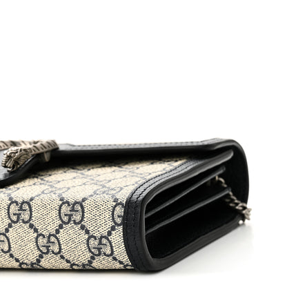 Gucci GG Supreme Monogram Textured Dollar Calfskin Mini Dionysus Chain Wallet Beige Blue 10 of 10