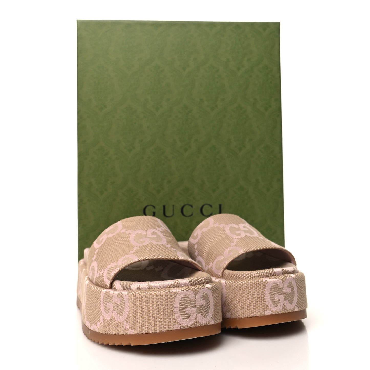 Monogram Jumbo GG Angelina Platform 55mm Slide Sandals 35 Beige Perfect Pink