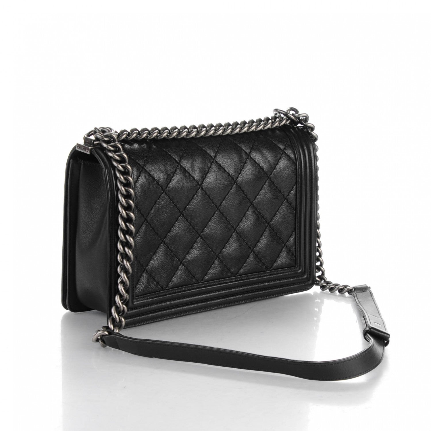 Chanel Calfskin Quilted Double Stitch New Medium Boy Flap Black 3 of 6