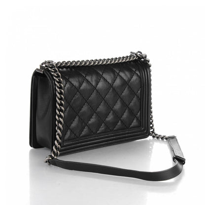 Chanel Calfskin Quilted Double Stitch New Medium Boy Flap Black 3 of 6