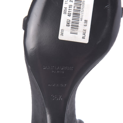 Saint Laurent Suede Lila Wedge Sandals 36.5 Black 8 of 9