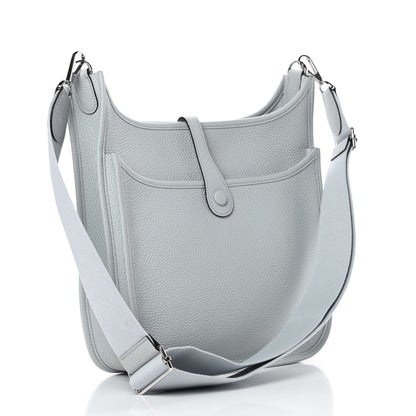 Hermes Taurillon Clemence Evelyne III PM Bleu Pale 3 of 10