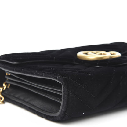 Gucci Velvet Matelasse GG Marmont Chain Wallet Black 5 of 9